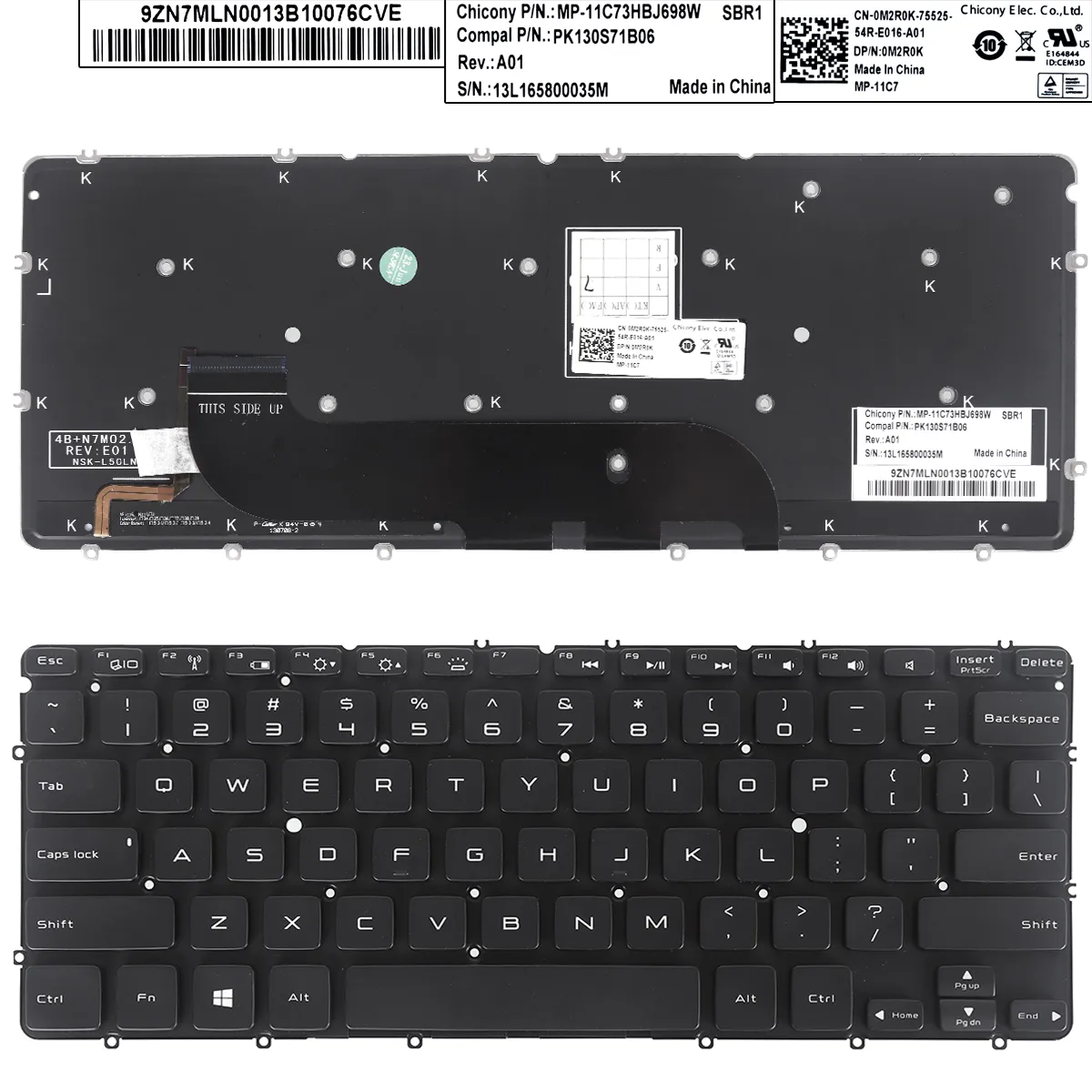 Picture of Laptop US keyboard for Dell XPS 13 L321X 0X52TT BLACK With Backlit Board